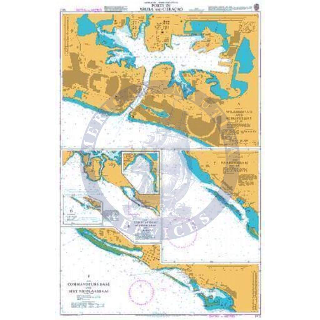 British Admiralty Nautical Chart  1412: Caribbean Sea – Nederlandse Antillen and Aruba, Ports in Aruba and Cura&ao