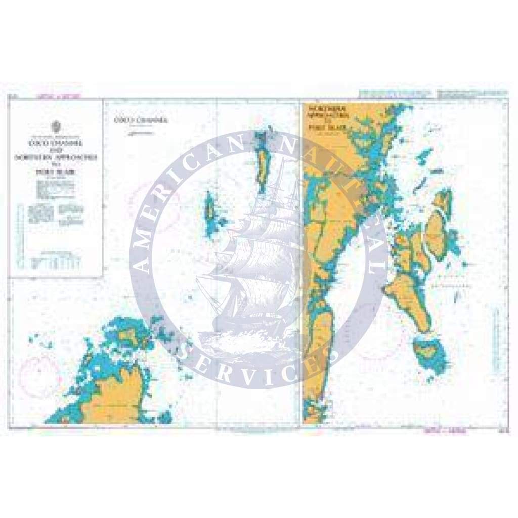 British Admiralty Nautical Chart  1419: Coco Channel and Northern Approaches to Port Blair