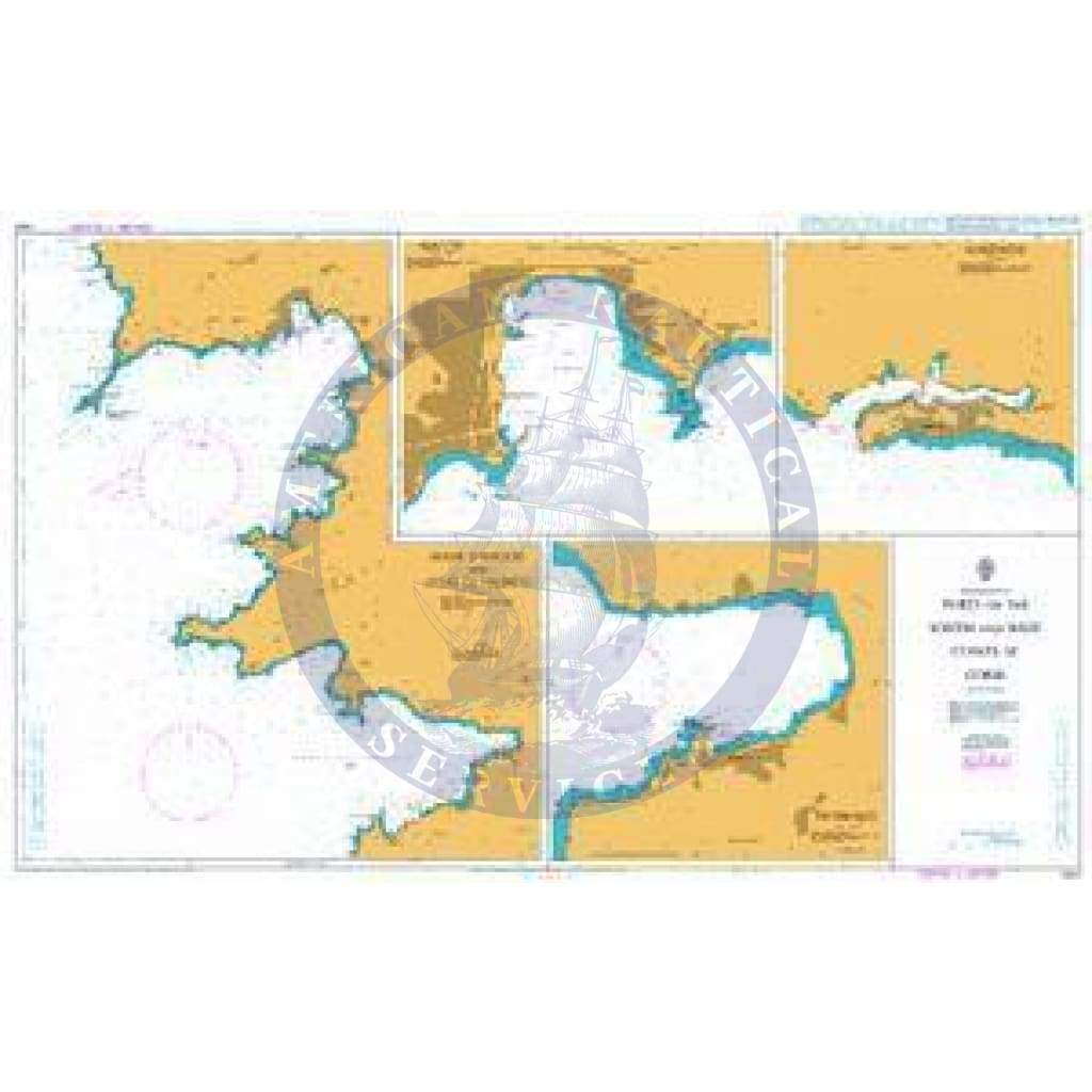 British Admiralty Nautical Chart 1424: Mediterranean Sea, Ports on the South and West Coasts of Corse
