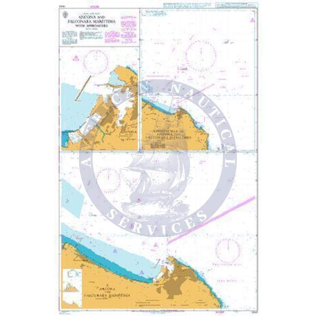 British Admiralty Nautical Chart 1444: Italy – East Coast, Ancona and Falconara Marittima with Approaches