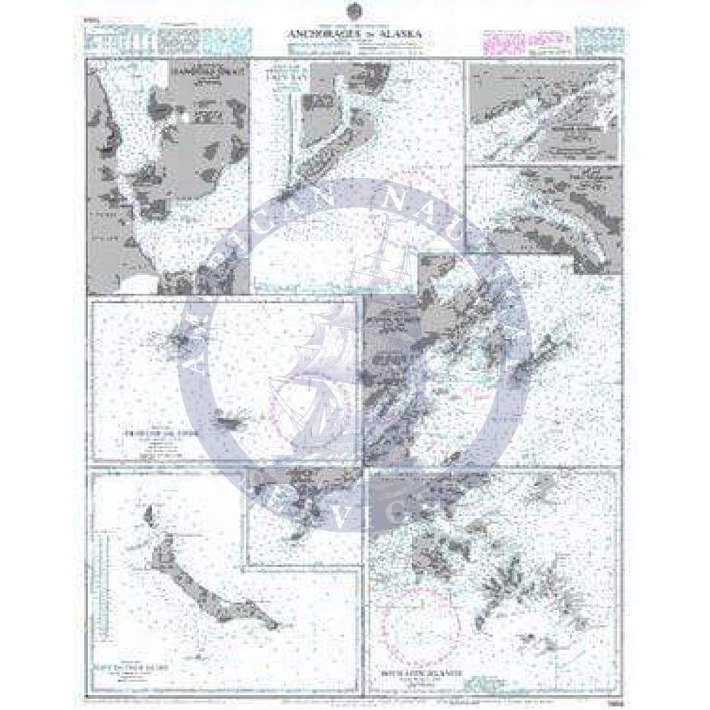 British Admiralty Nautical Chart  1454: Anchorages in Alaska