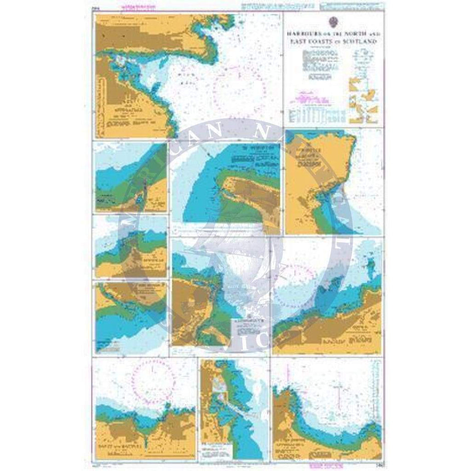 British Admiralty Nautical Chart 1462 Harbours on the North and East