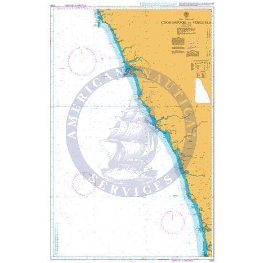 British Admiralty Nautical Chart 1509: Coondapoor to Vengurla