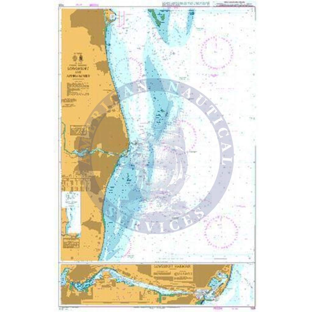 British Admiralty Nautical Chart 1535: England - East Coast, Lowestoft and Approaches. Lowestoft Harbour