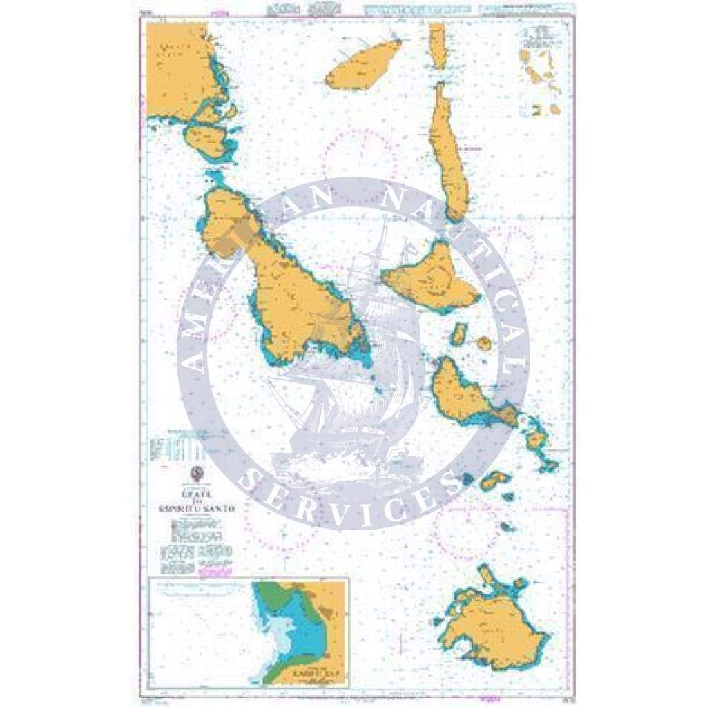 British Admiralty Nautical Chart 1570: Éfaté to Espiritu Santo