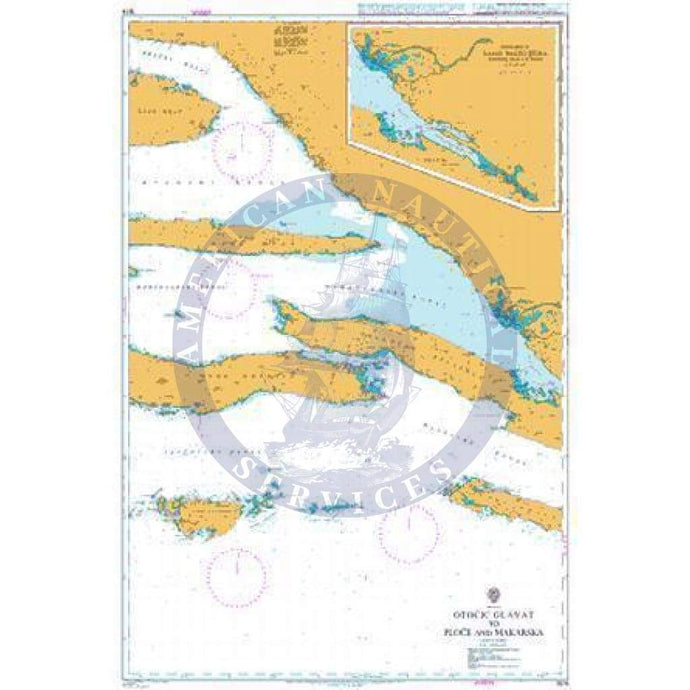 British Admiralty Nautical Chart 1574: Croatia, Otočić Glavat to Ploče and Makarska