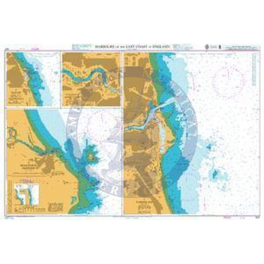 British Admiralty Nautical Chart 1627: Harbours on the East Coast of England