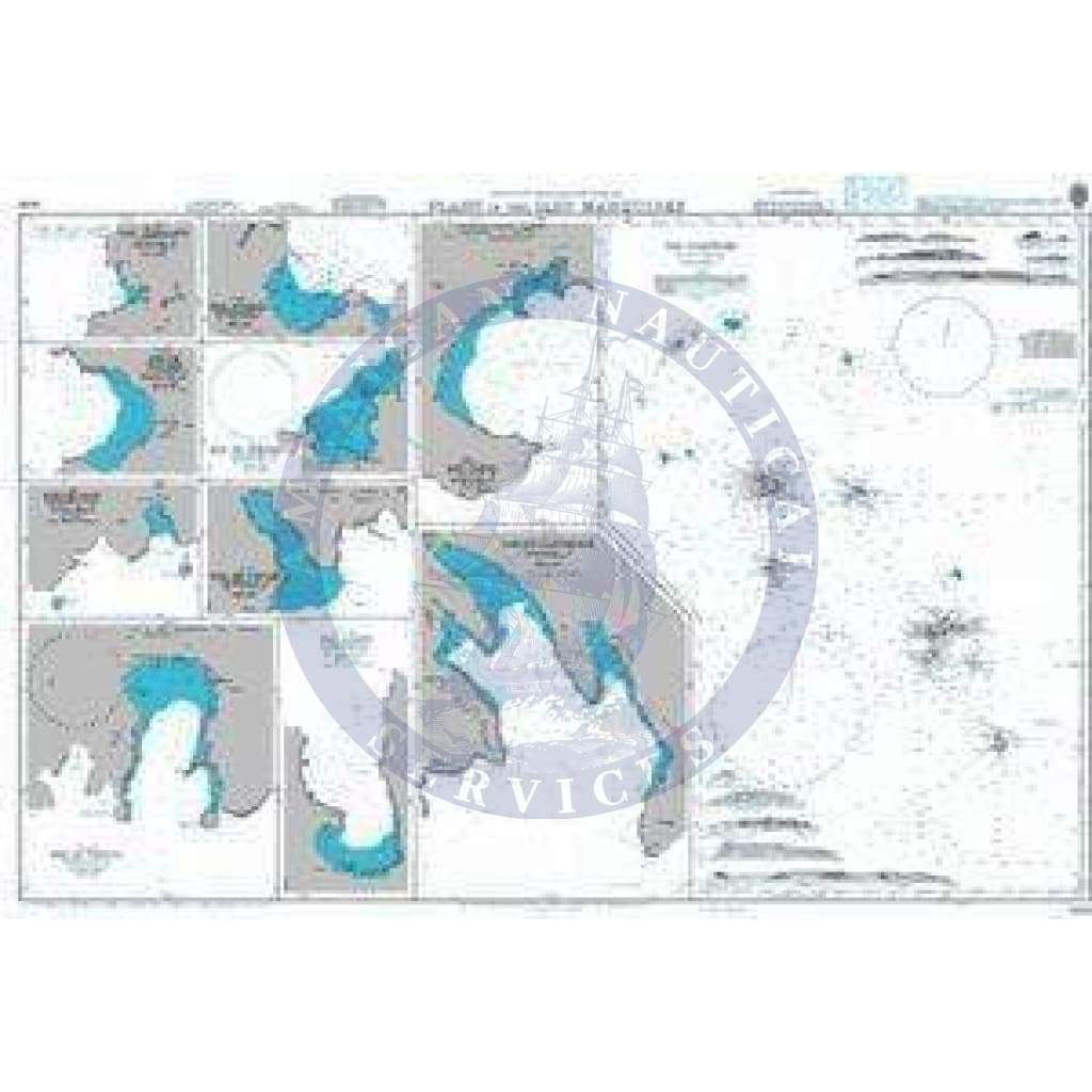 British Admiralty Nautical Chart 1640: Plans in the Iles Marquises