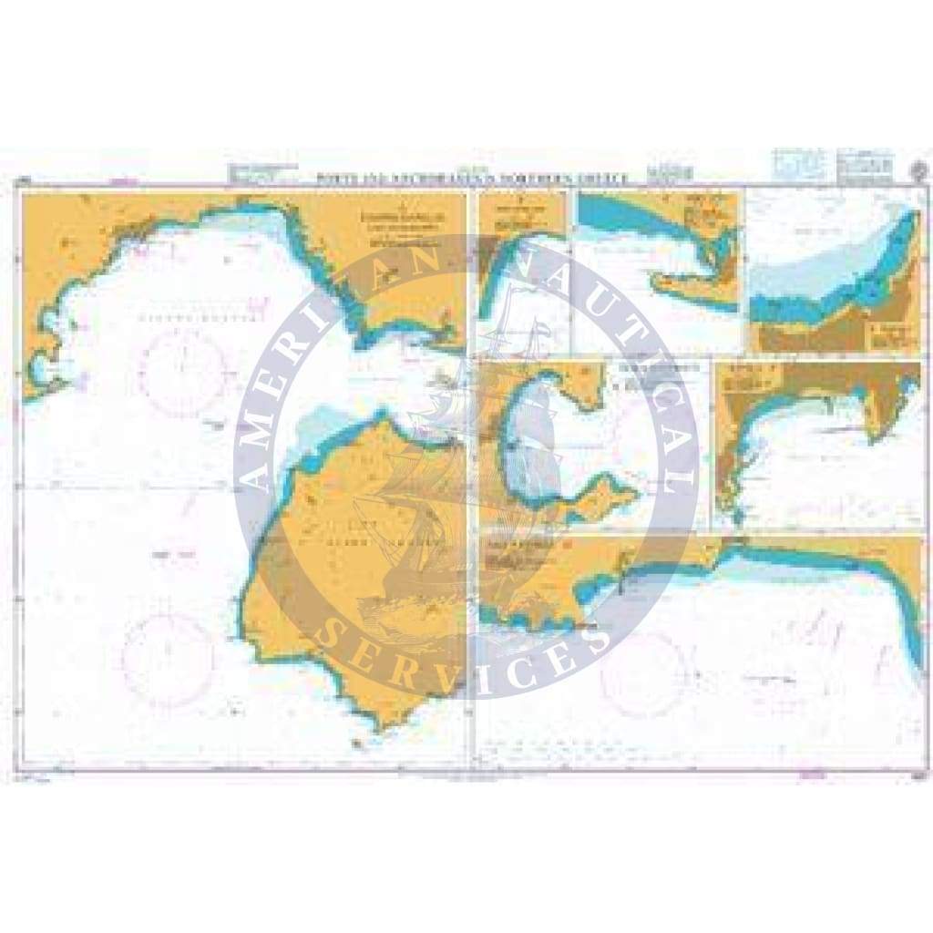 British Admiralty Nautical Chart 1687: Ports and Anchorages in Northern Greece