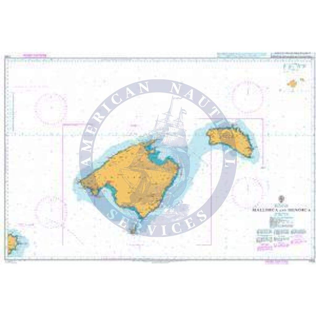 British Admiralty Nautical Chart 1703: Mallorca and Menorca