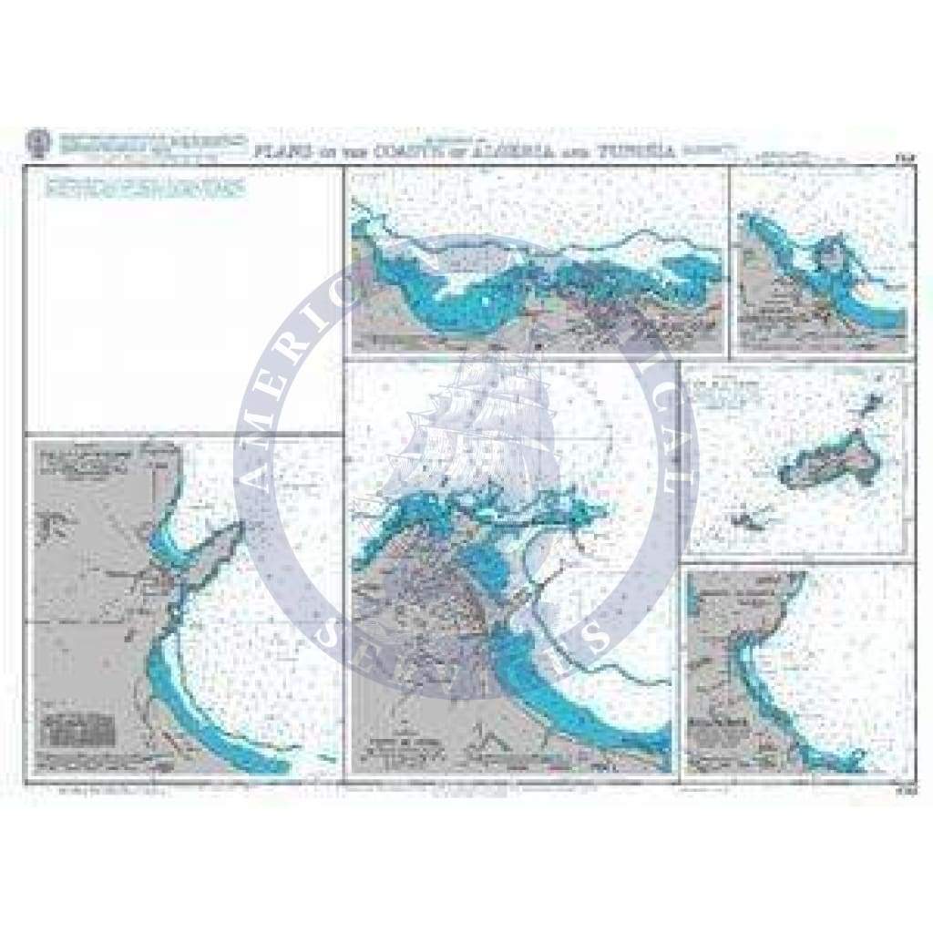 British Admiralty Nautical Chart  1712: Plans on the Coasts of Algeria and Tunisia