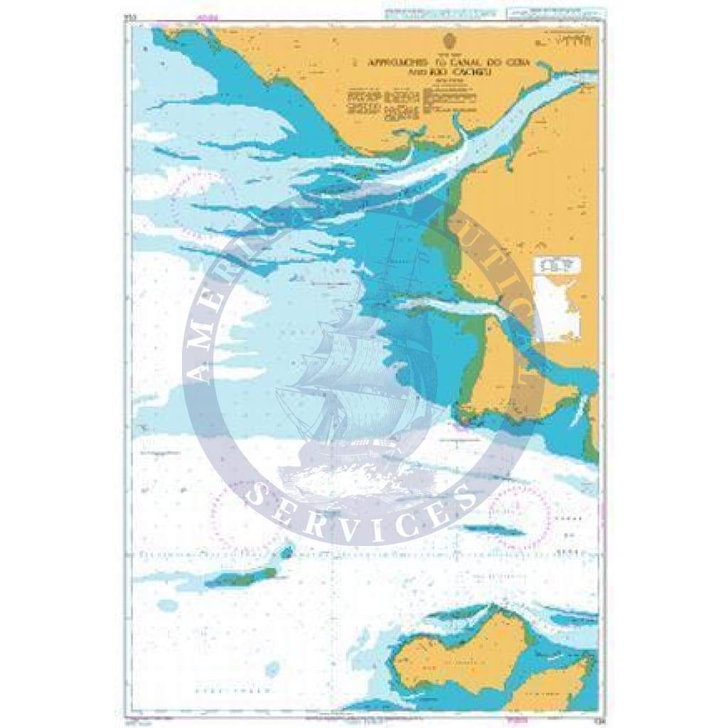 British Admiralty Nautical Chart 1726: Approaches to Canal do Geba and Rio Cacheu