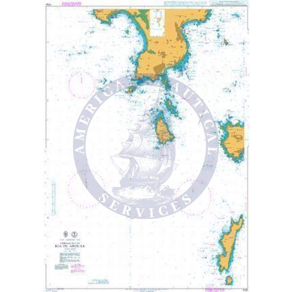 British Admiralty Nautical Chart  1734: Approaches to Ria de Arousa