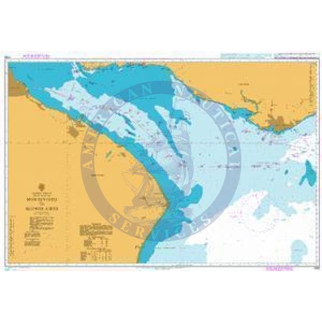 British Admiralty Nautical Chart  1749: Argentina – Uruguay, Río de la Plata, Montevideo to Buenos Aires