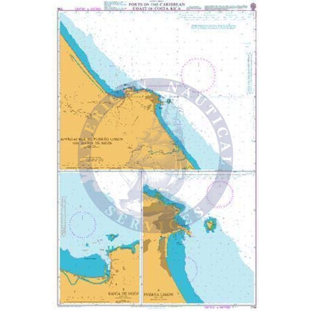 British Admiralty Nautical Chart 1798: Ports on the Caribbean Coast of Costa Rica