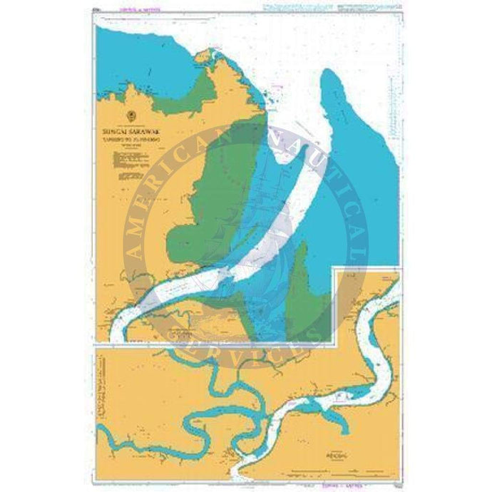 British Admiralty Nautical Chart  1822: Sungai Sarawak