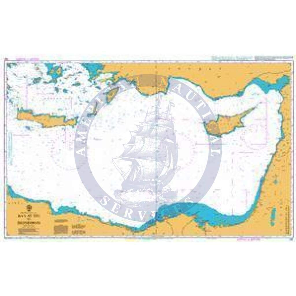 British Admiralty Nautical Chart 183: Mediterranean Sea, Ra's at Tin to Iskenderun
