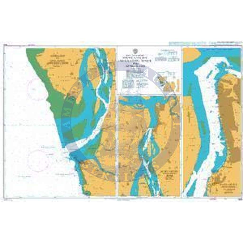 British Admiralty Nautical Chart 1845: Mawlamyine (Moulmein) River and Approaches