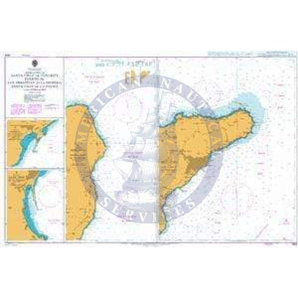 British Admiralty Nautical Chart  1858: Apps. to S. Cruz de Tenerife, Puerto de S. Sebastian de la Gomera, S. Cruz de la Palma and Apps.