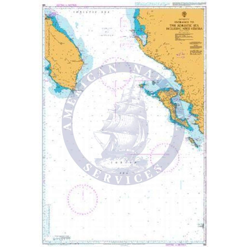 British Admiralty Nautical Chart 188: Mediterranean Sea, Entrance to the Adriatic Sea including Nísos Kérkyra
