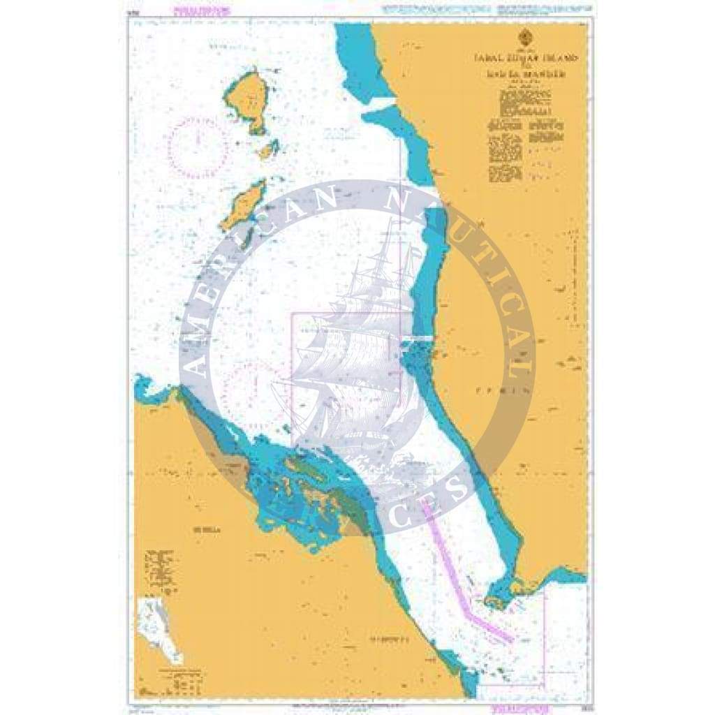 British Admiralty Nautical Chart 1925: Jabal Zuqar Island to Bab el Mandeb