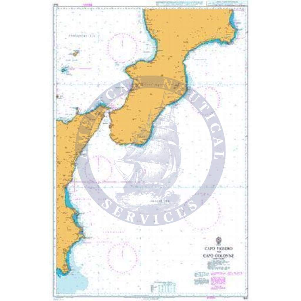 British Admiralty Nautical Chart 1941: Italy, Capo Passero to Capo Colonne