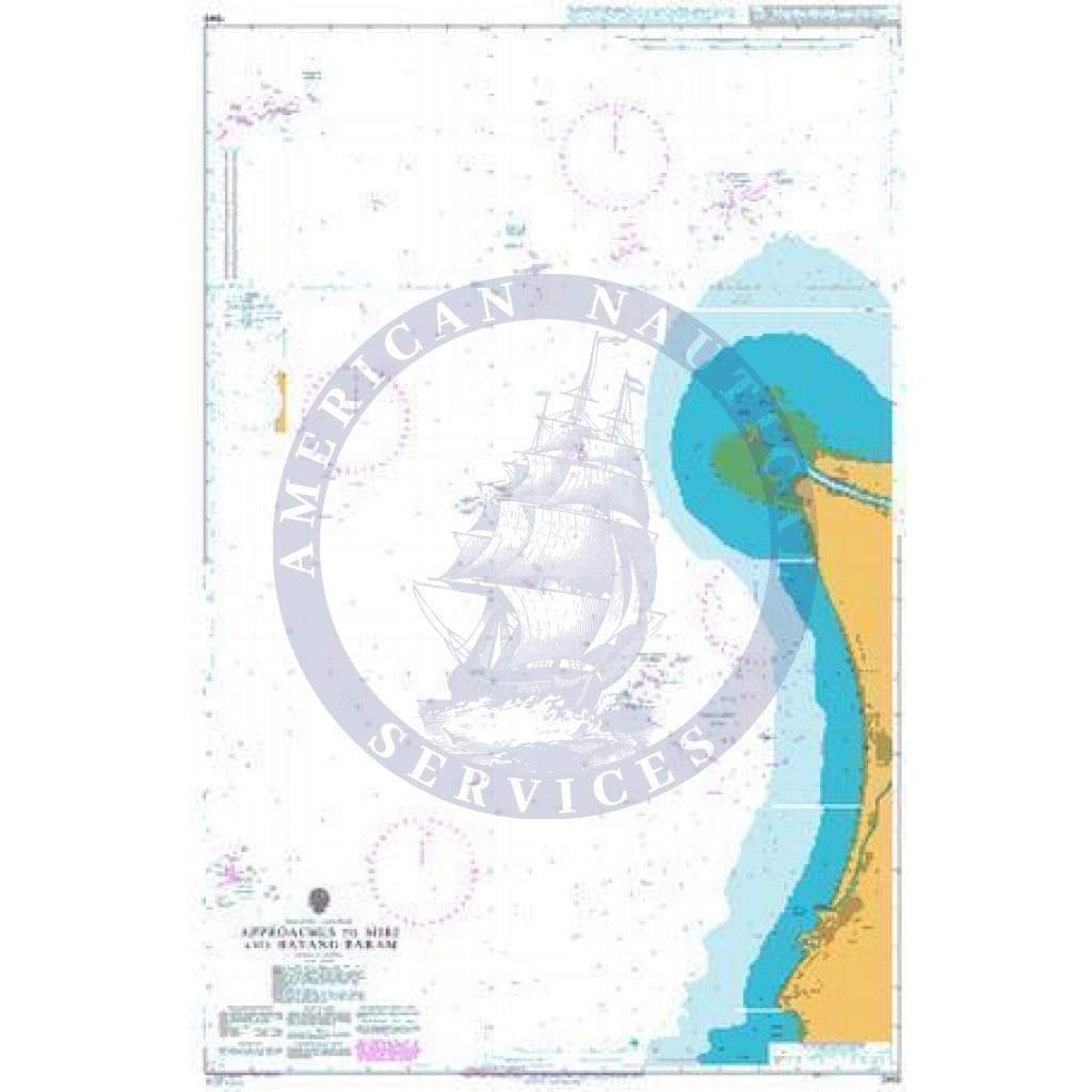 British Admiralty Nautical Chart 1949: Approaches to Miri and Batang Baram