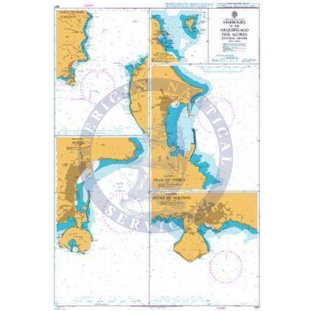 British Admiralty Nautical Chart 1957: North Atlantic Ocean, Harbours in the Arquipélago dos Açores (Central Group)