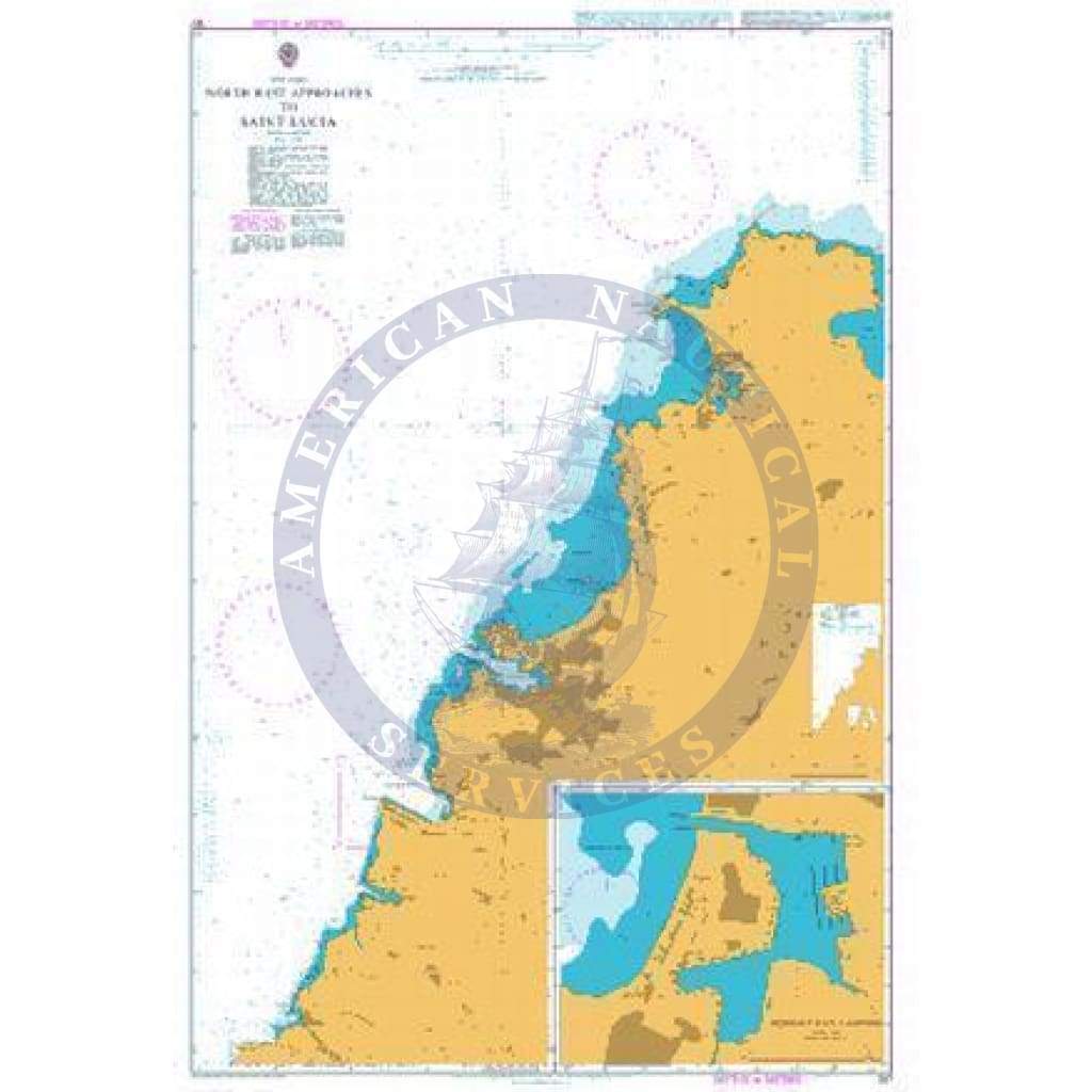 British Admiralty Nautical Chart 197: North West Approaches to Saint Lucia