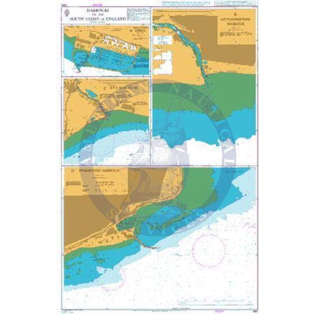 British Admiralty Nautical Chart 1991: Harbours on the South Coast of England