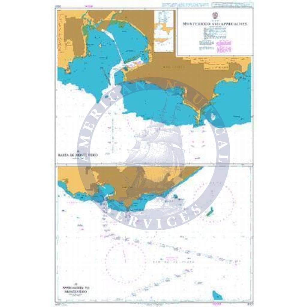 British Admiralty Nautical Chart  2001: Montevideo and Approaches