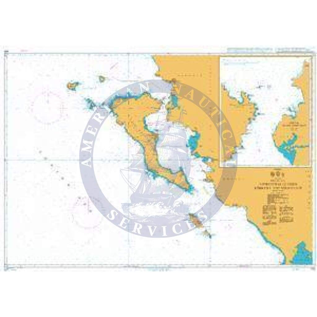 British Admiralty Nautical Chart 205: Approaches to Nisos Kerkyra and Nisoi Paxoi