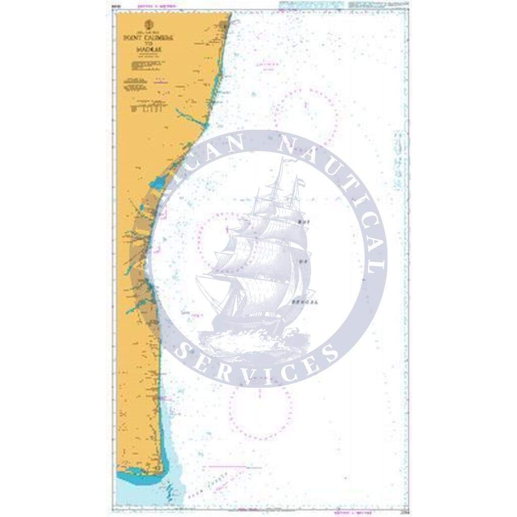 British Admiralty Nautical Chart 2069:India - East Coast, Point Calimere to Chennai