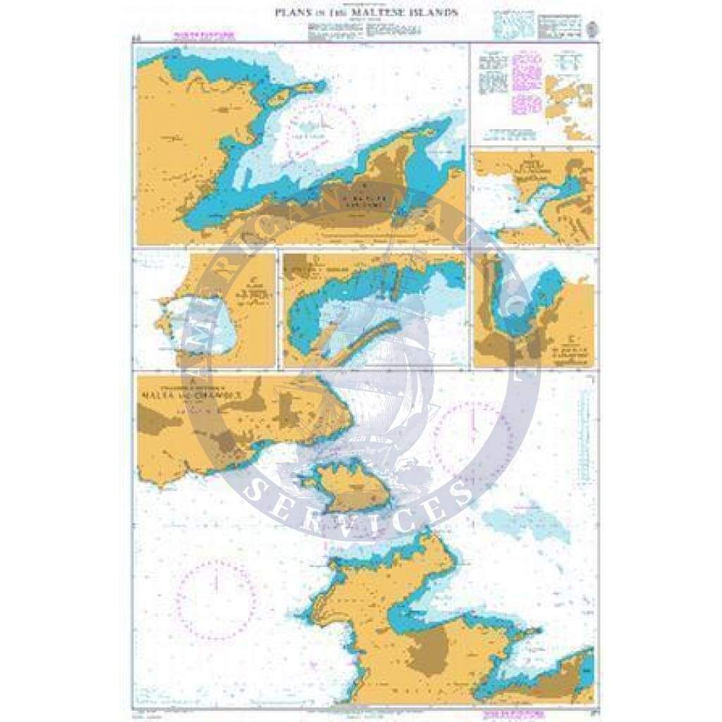 British Admiralty Nautical Chart   211: Mediterranean Sea, Plans in the Maltese Islands