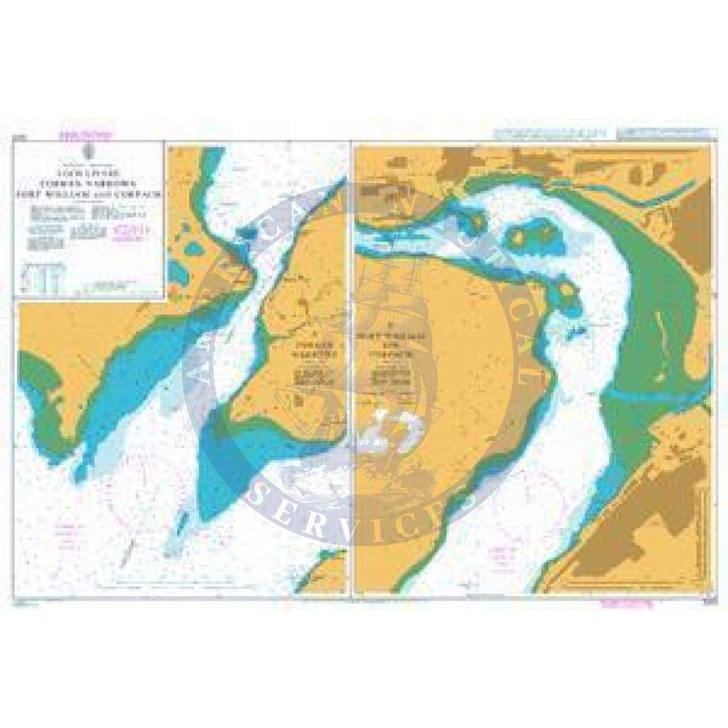 British Admiralty Nautical Chart  2372: Loch Linnhe Corran Narrows, Fort William and Corpach