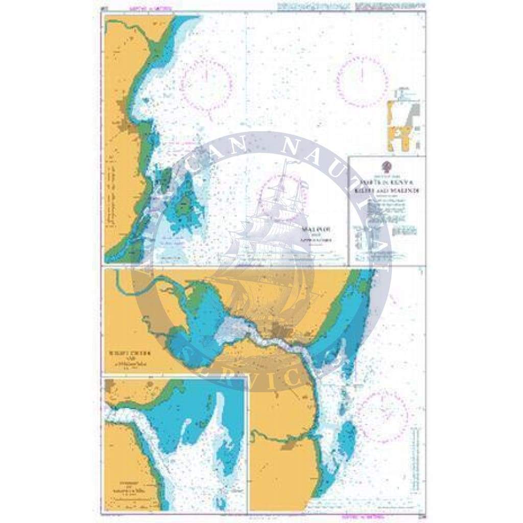 British Admiralty Nautical Chart 238: Ports in Kenya Kilifi and Malindi