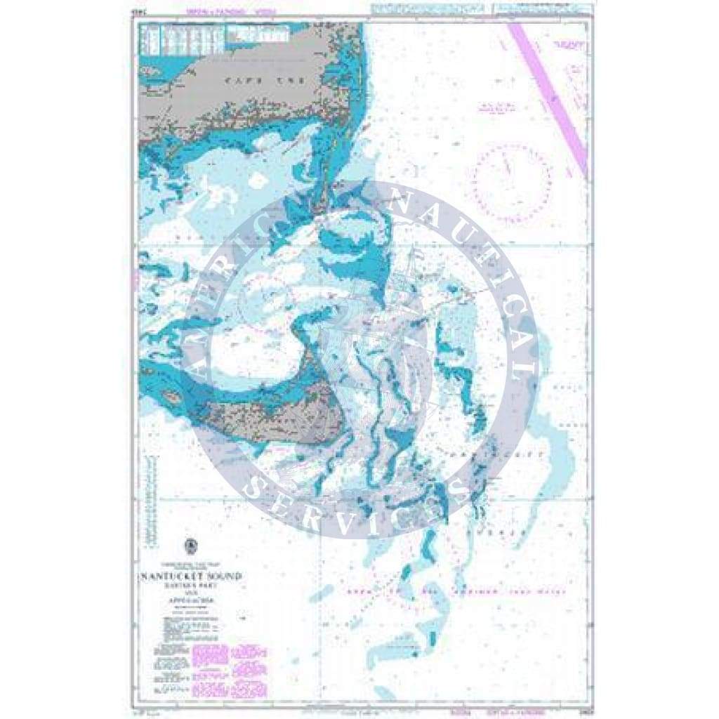 British Admiralty Nautical Chart 2489: Nantucket Sound Eastern Part and Approaches