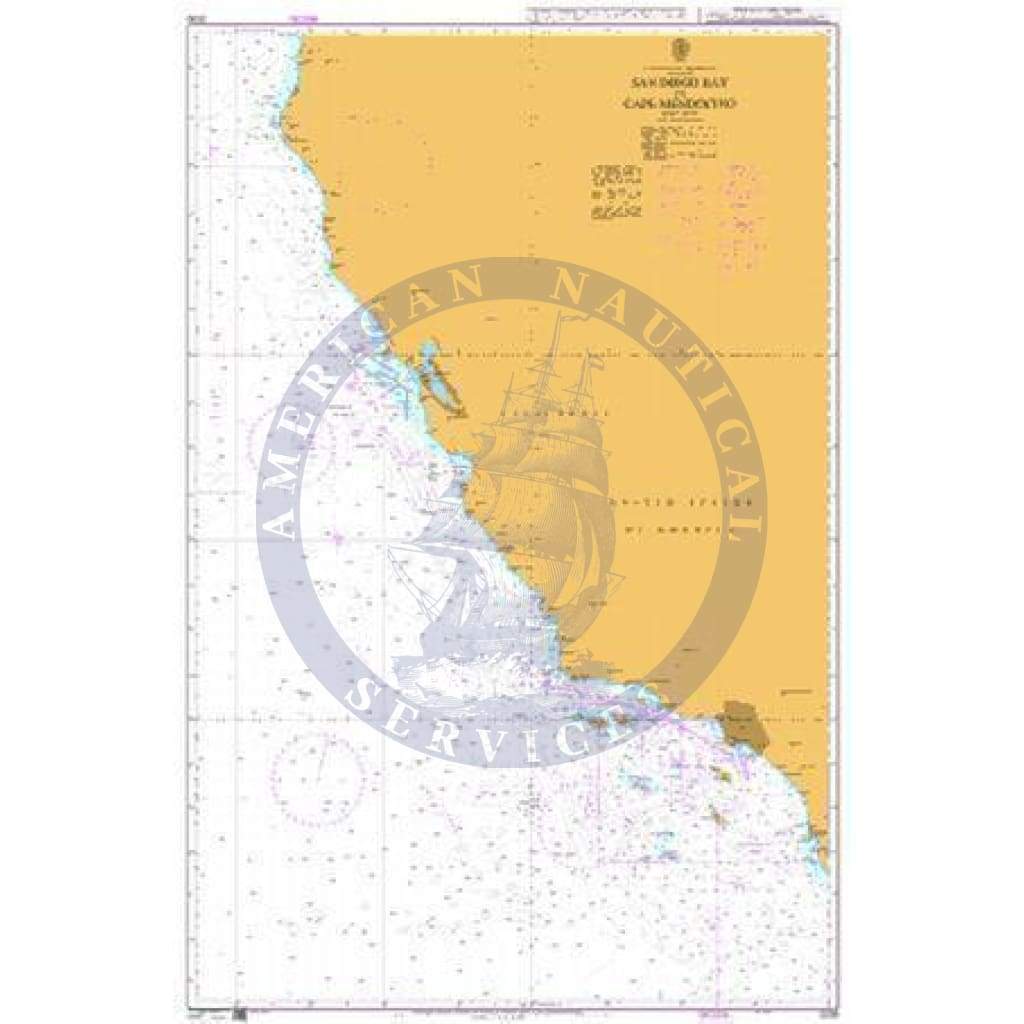 British Admiralty Nautical Chart 2530: North America, West Coast, San Diego Bay to Cape Mendocino