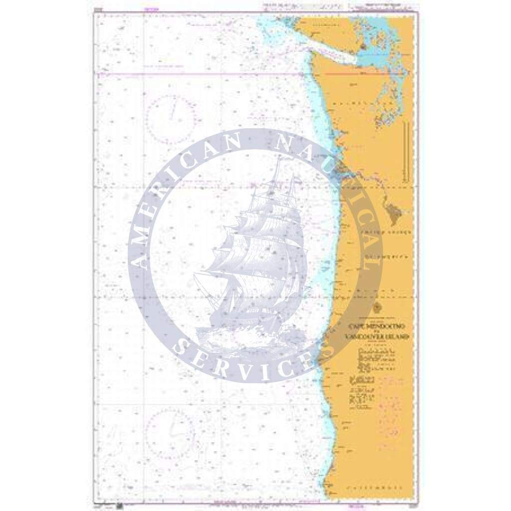 British Admiralty Nautical Chart 2531: North America, West Coast, Cape Mendocino to Vancouver Island