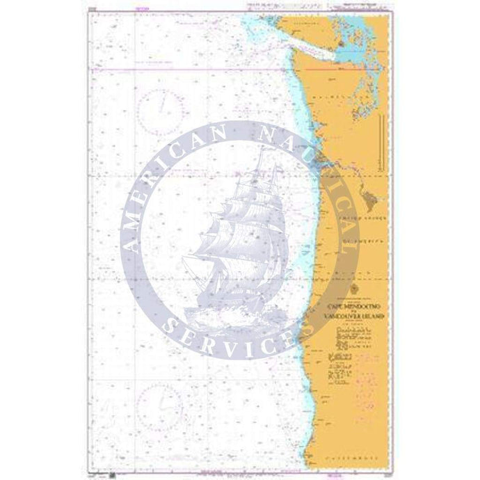 British Admiralty Nautical Chart 2531: North America, West Coast, Cape Mendocino to Vancouver Island
