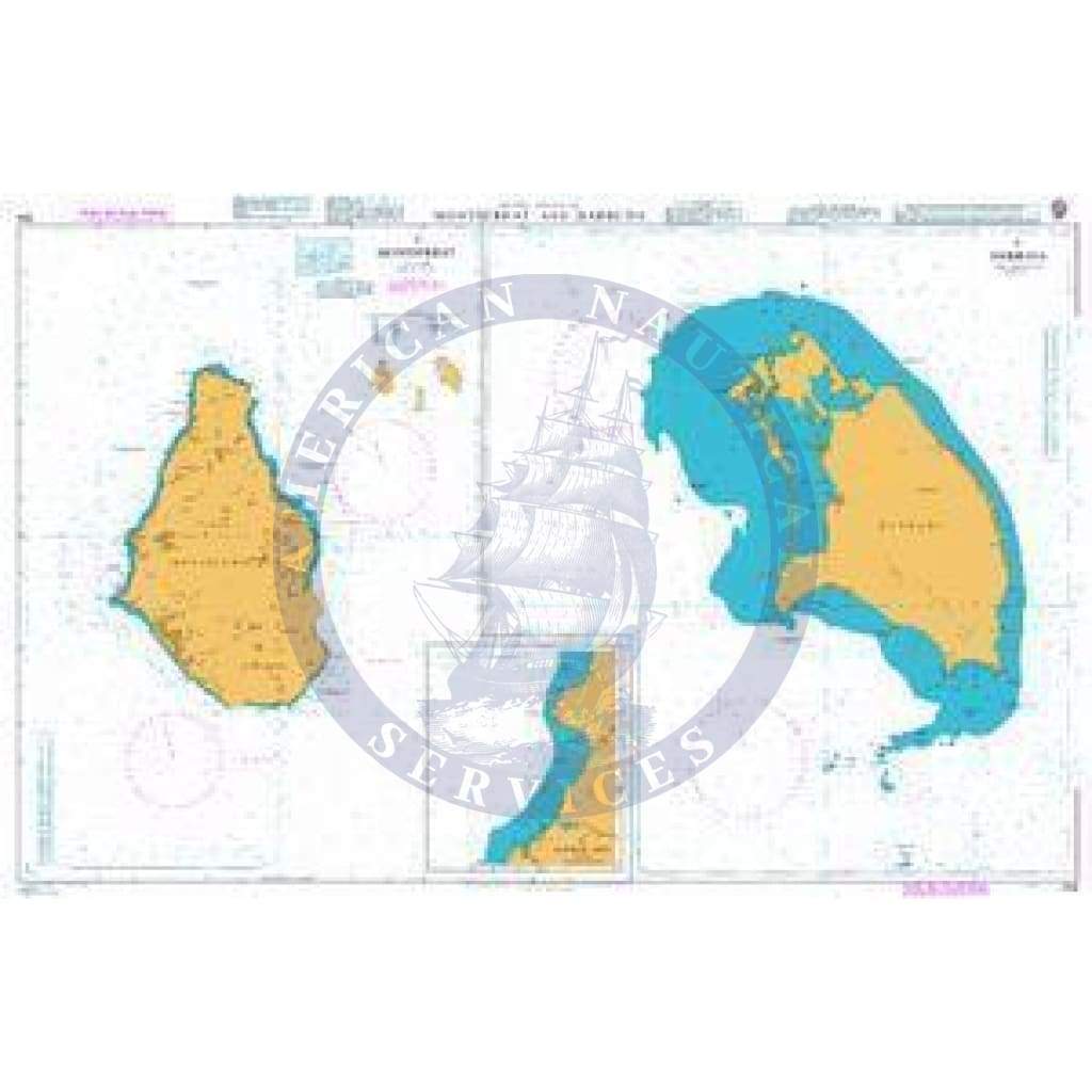 British Admiralty Nautical Chart   254: Montserrat and Barbuda