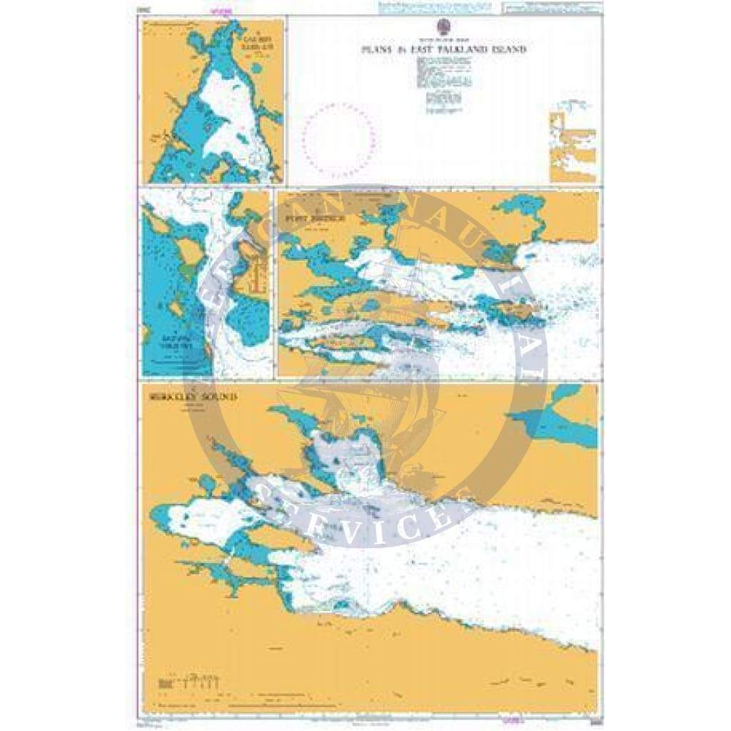 British Admiralty Nautical Chart   2550: Plans in East Falkland Island