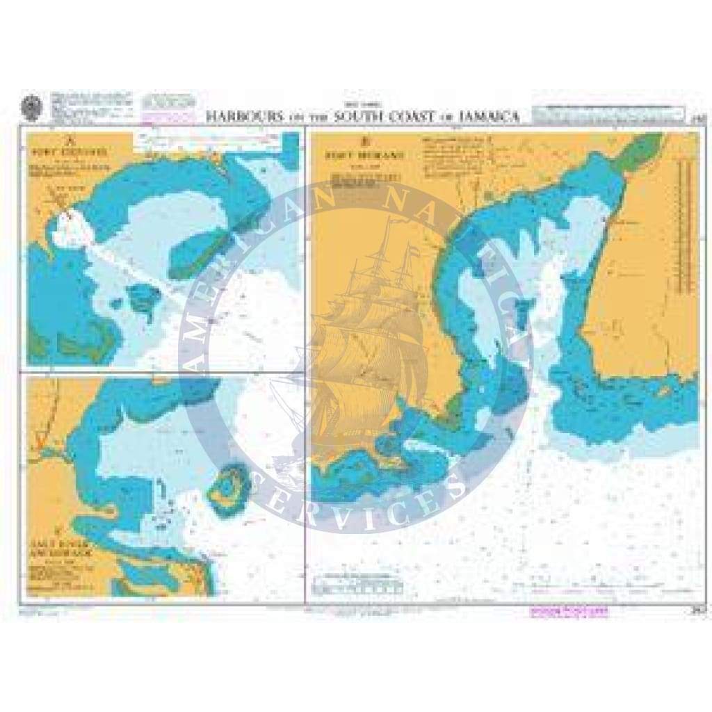 British Admiralty Nautical Chart  257: Harbours on the South Coast of Jamaica