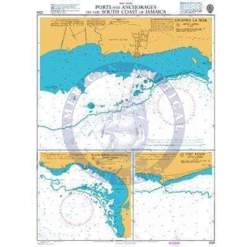 British Admiralty Nautical Chart   258: Ports and Anchorages on the South Coast of Jamaica