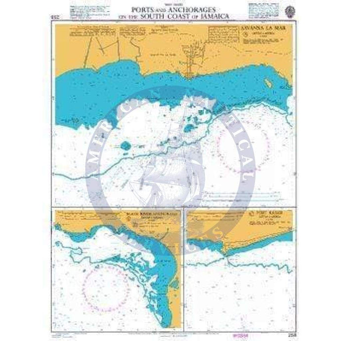 British Admiralty Nautical Chart   258: Ports and Anchorages on the South Coast of Jamaica