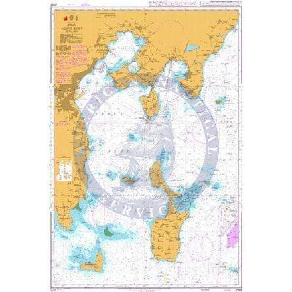 British Admiralty Nautical Chart   2590: Denmark, Kattegat, Århus Bugt. Passage South of Sletterhage