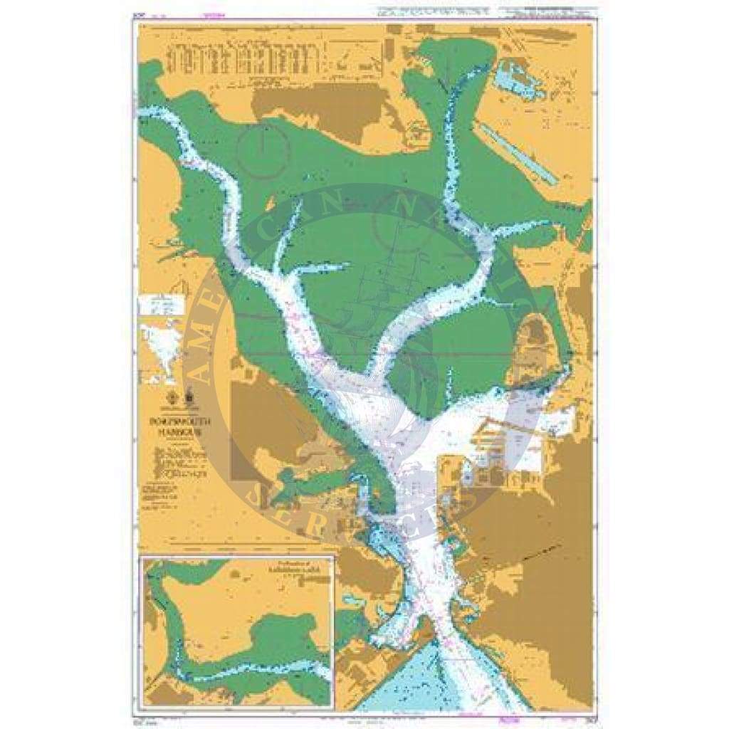 British Admiralty Nautical Chart 2631: England - South Coast, Portsmouth Harbour. Continuation of Fareham Lake