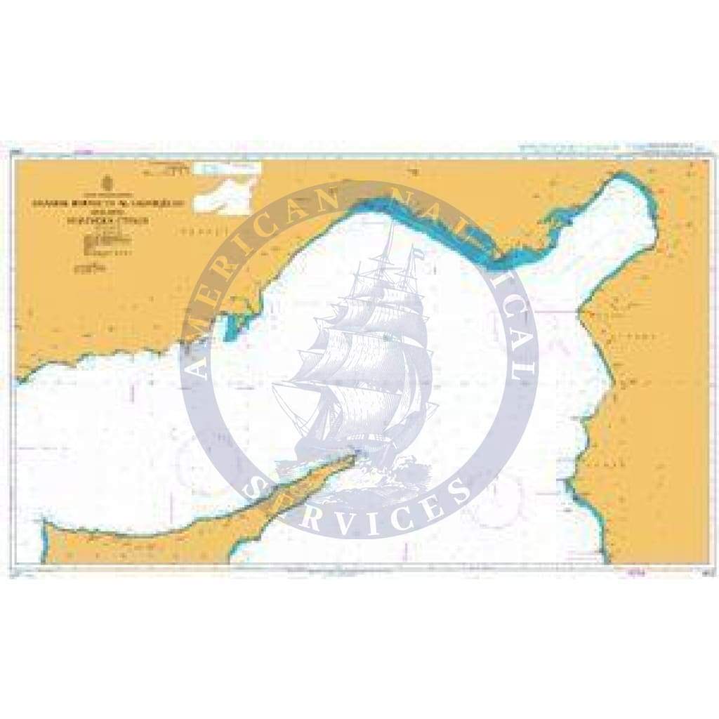 British Admiralty Nautical Chart 2632: Eastern Mediterranean Sea, Anamur Burnu to Al Lādhiqīyah including Northern Cyprus