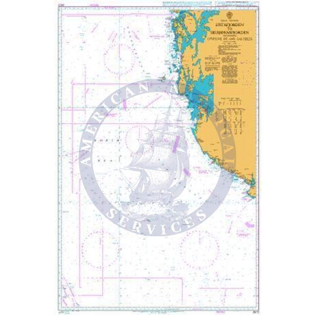 British Admiralty Nautical Chart 2672: Listafjorden to Selbjornsfjorden including Offshore Oil and Gas Fields