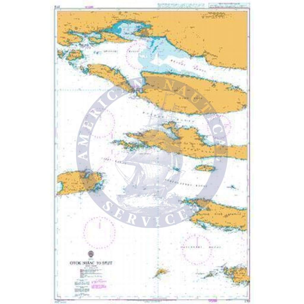 British Admiralty Nautical Chart 2712: Otok Susac to Split